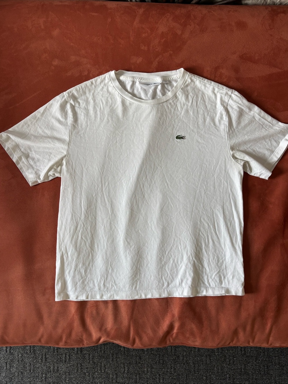 Lacoste White Short Sleeve Tee with Green Croc Patch